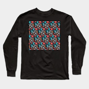 Colorful Red Flower Pattern Long Sleeve T-Shirt